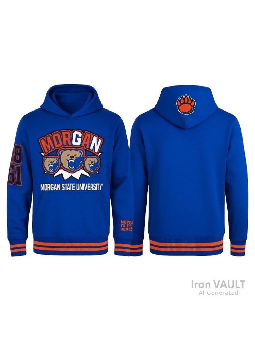 Morgan State University Hoodie Small Blue Pro Standard HBCU Bears Logo